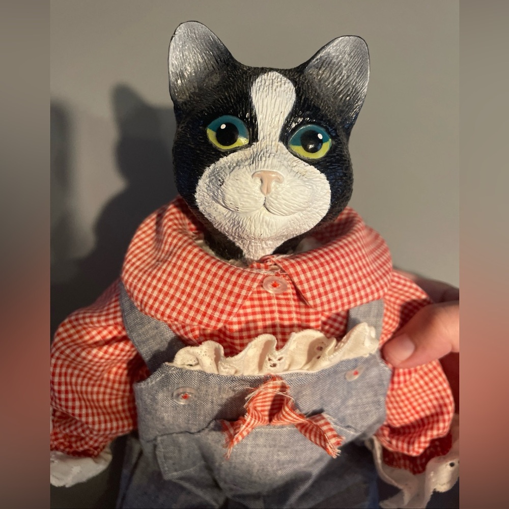 Vintage Wang's International 1991 Cat Doll 14" with Vinyl Head and Paws